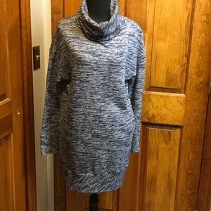 Cowl Neck sweater dress, Blue and Gray